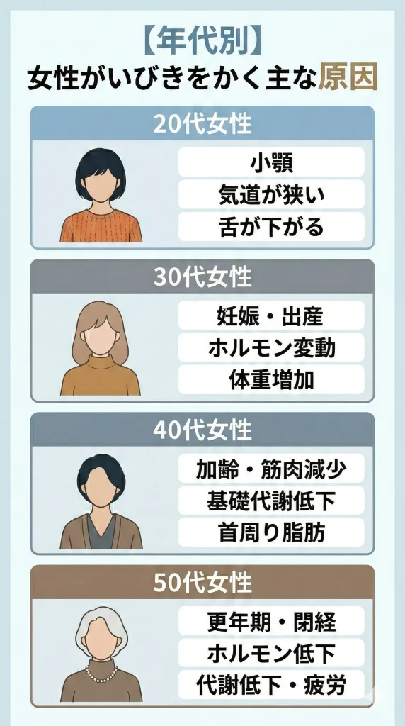 【年代別】女性がいびきをかく原因とは？
