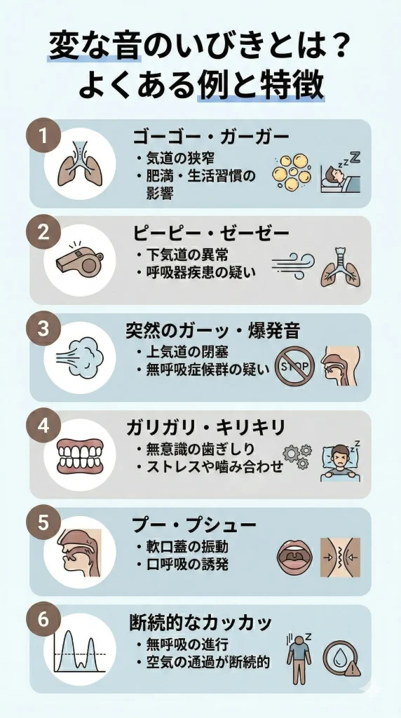 どんな「変な音」のいびきがある？【よくある例】