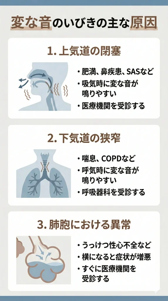 変な音のいびきの原因とは？