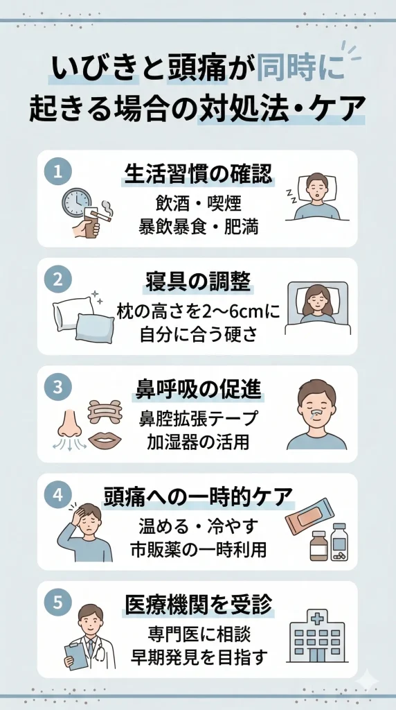 いびきと頭痛が同時に起きる場合の対処法・改善策