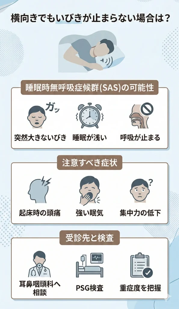 横向きでもいびきが止まらない場合は病気の可能性はある？