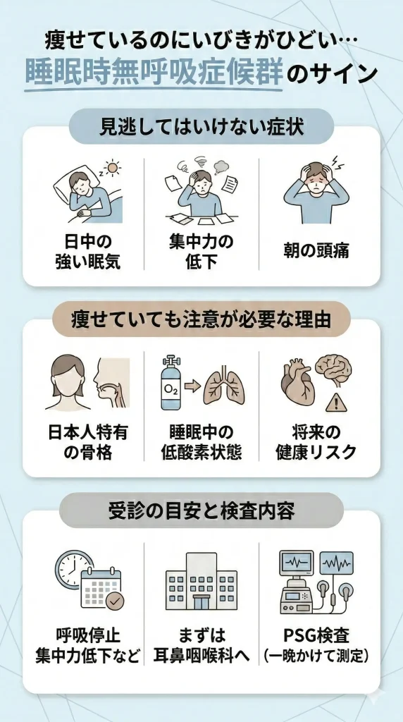 痩せているのにいびきがひどいのは病気？見逃してはいけないサインとは