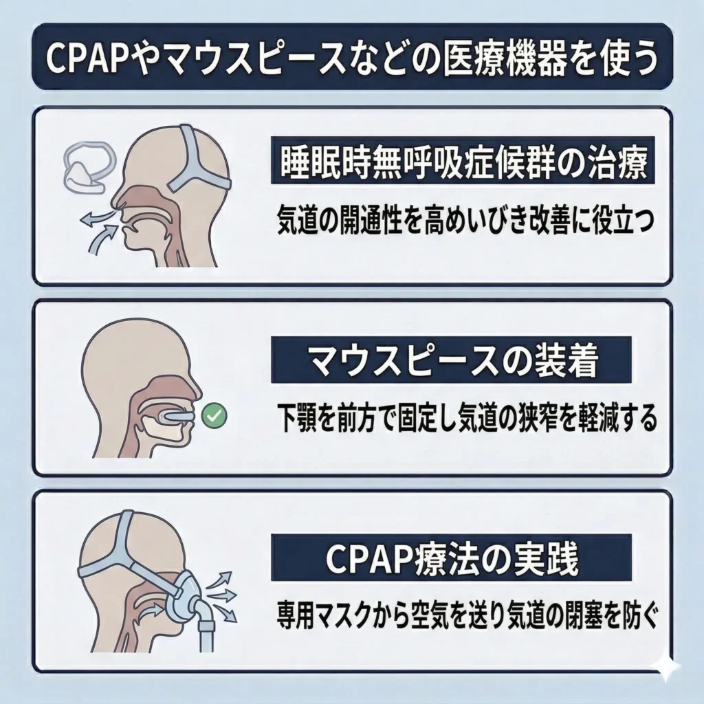 CPAPやマウスピースなどの医療機器を使う
