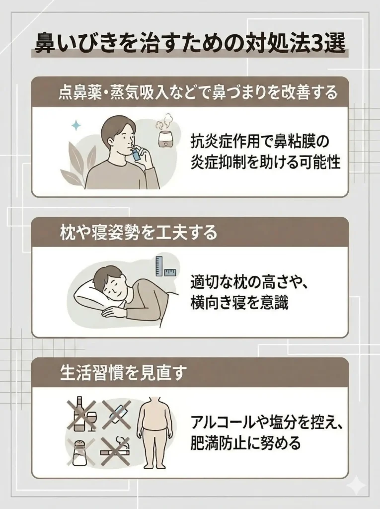 鼻いびきを治すための対処法3選
