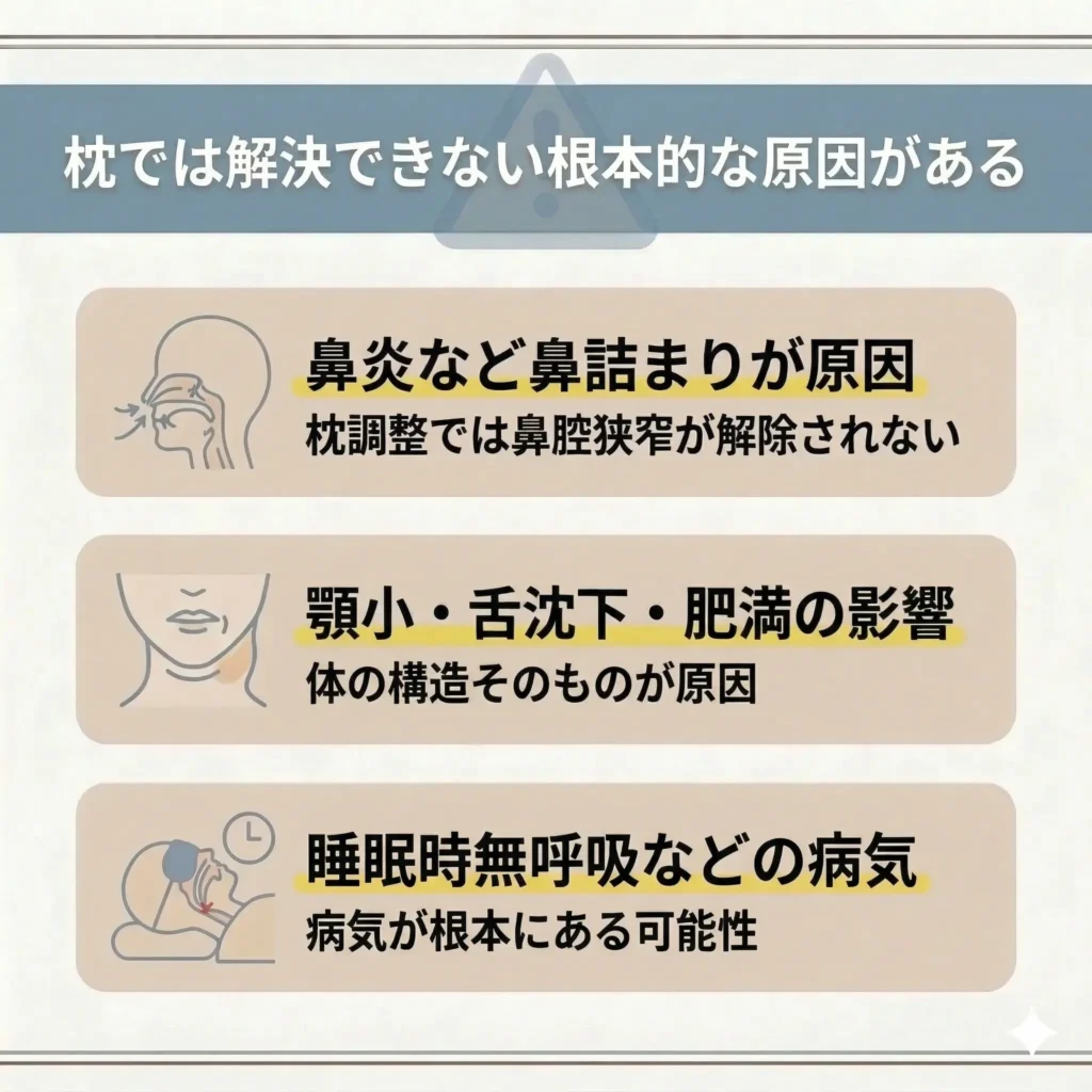 枕では解決できない根本的な原因がある