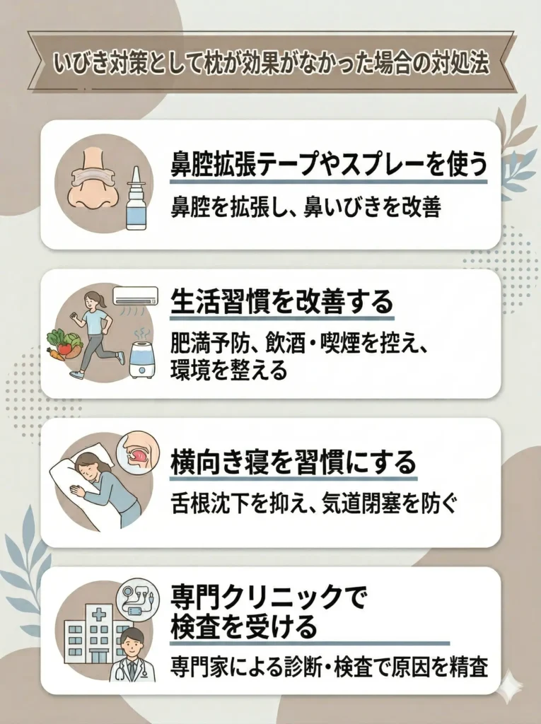 いびき対策として枕が効果がなかった場合の対処法