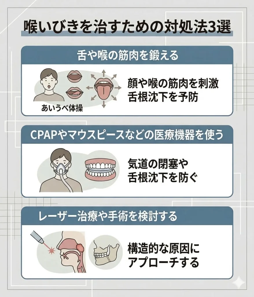 喉いびきを治すための対処法3選