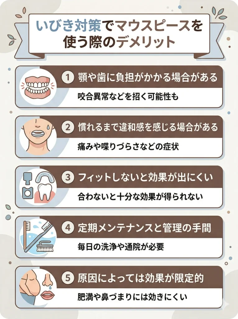 いびき対策でマウスピースを使う際のデメリットは？