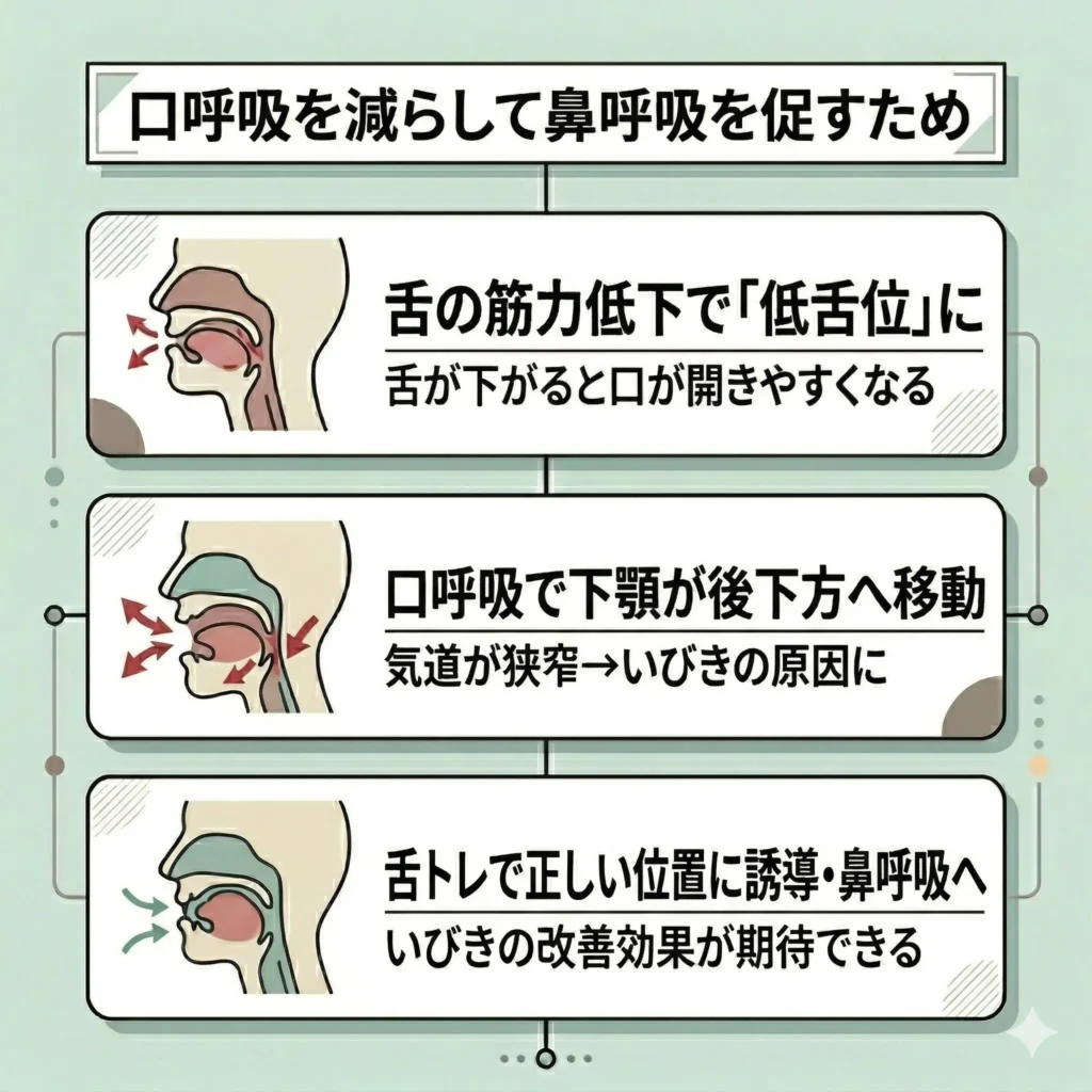口呼吸を減らして鼻呼吸を促すため