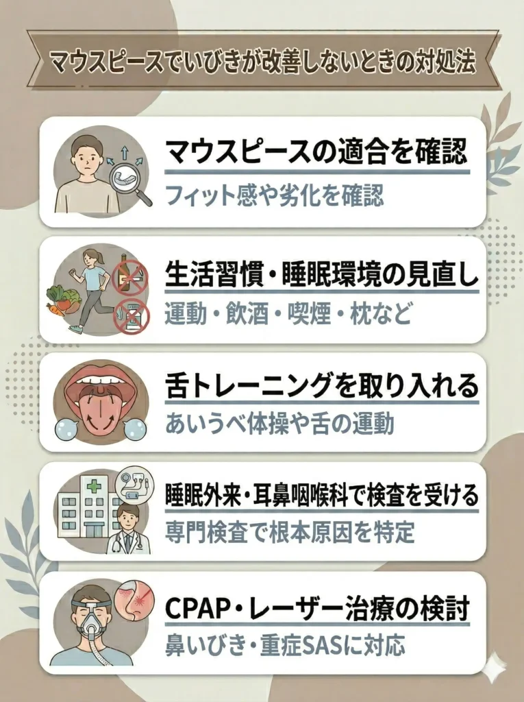 マウスピースでいびきが改善しないときの対処法