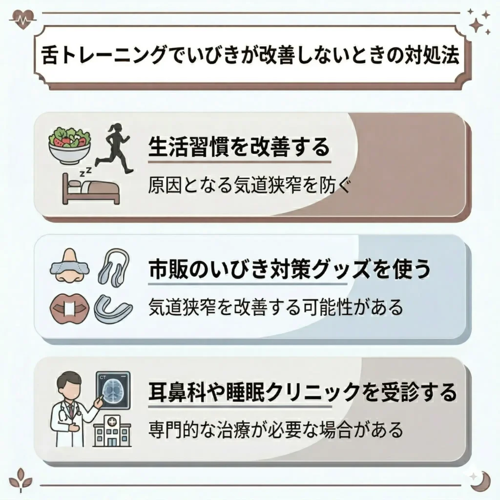 舌トレーニングでいびきが改善しないときの対処法