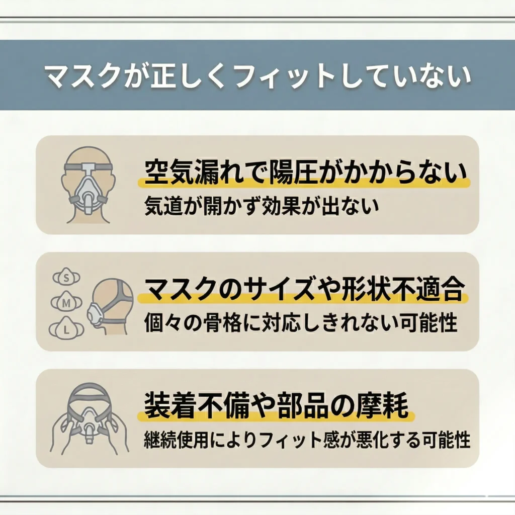 マスクが正しくフィットしていない