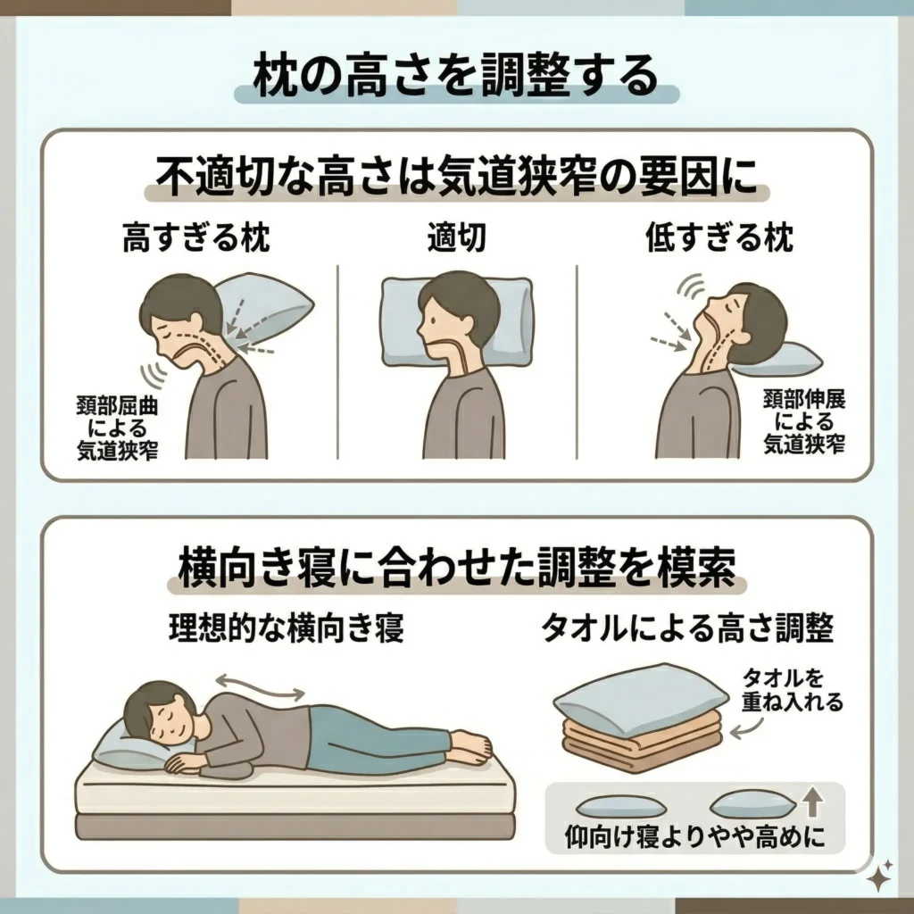 枕の高さを調整する