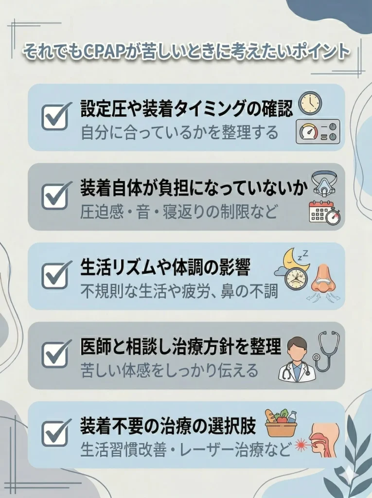 それでもCPAPが苦しいときに考えたいポイント