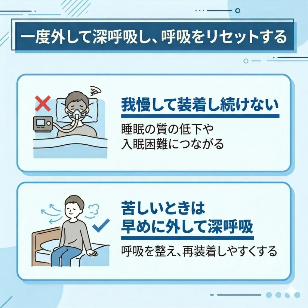 一度外して深呼吸し、呼吸をリセットする