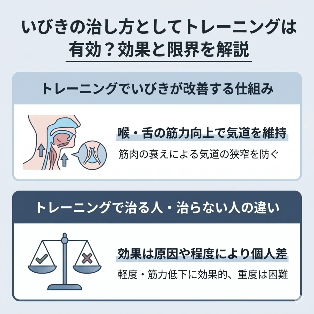 いびきの治し方としてトレーニングは有効？効果と限界を解説