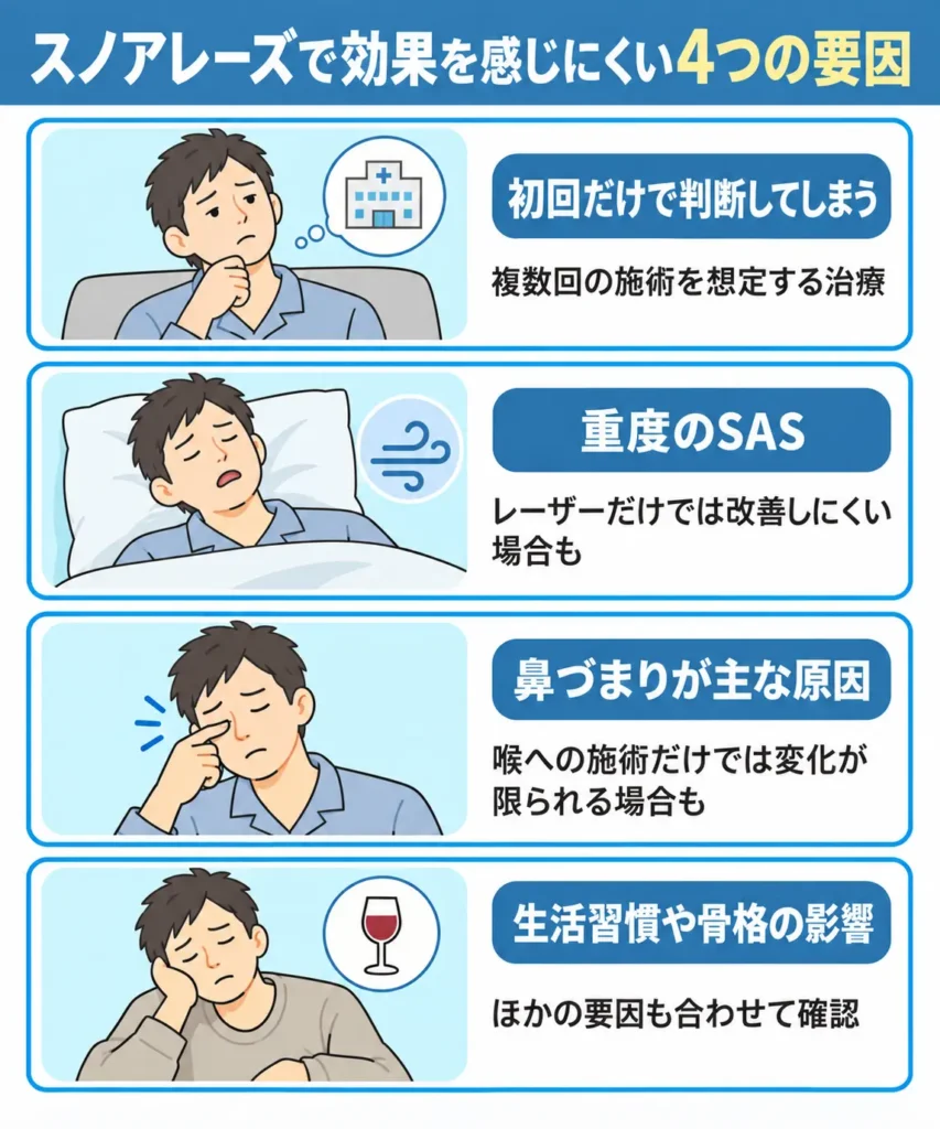 スノアレーズで「効果なし」と感じやすい人の共通点