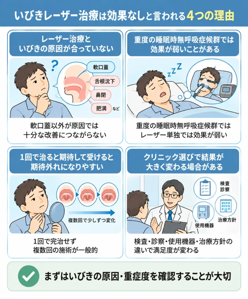 いびきレーザー治療は効果なしと言われる理由とは?