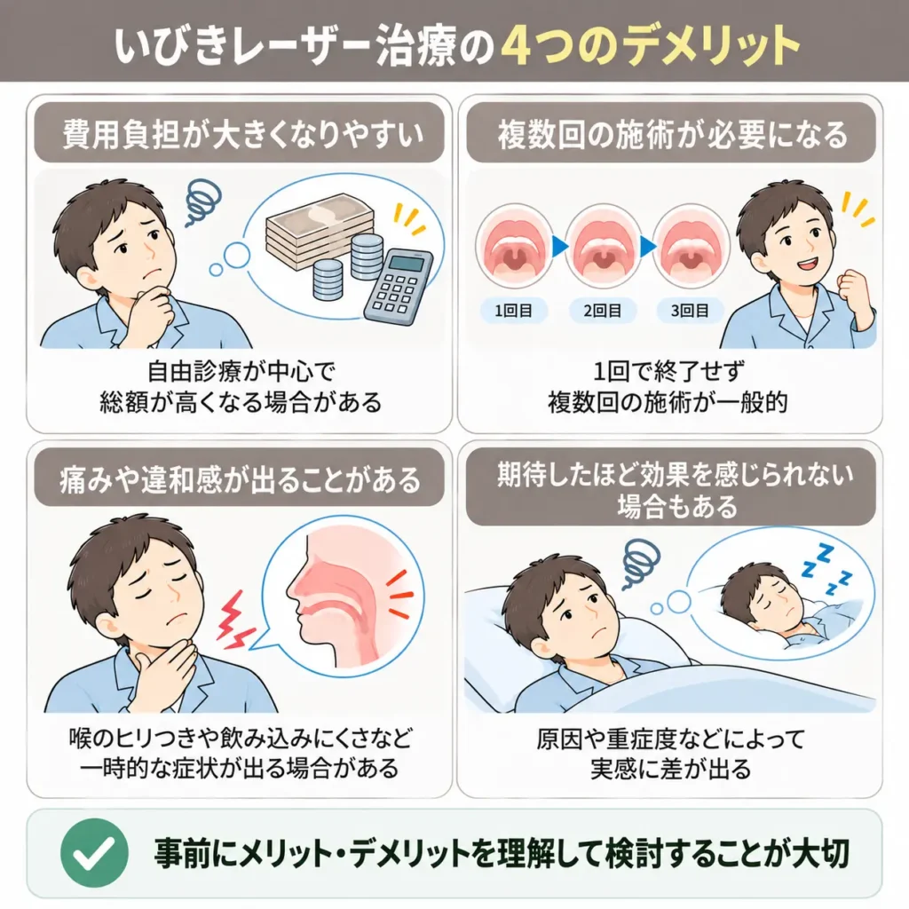 いびきレーザー治療のデメリットと注意点