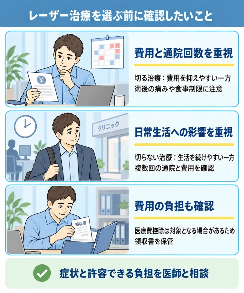 どっちを選ぶべき?「症状の重さ」と「許容できるリスク」の境界線