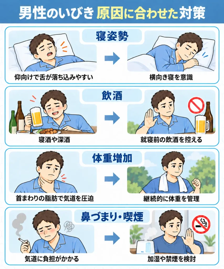 男性のいびきの治し方｜今すぐできる対策