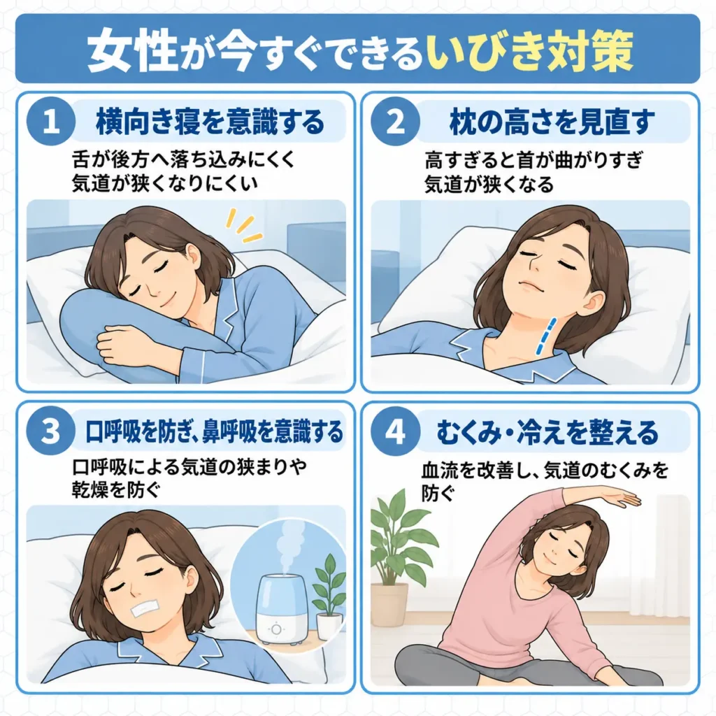 女性のいびきの治し方｜今すぐできる対策